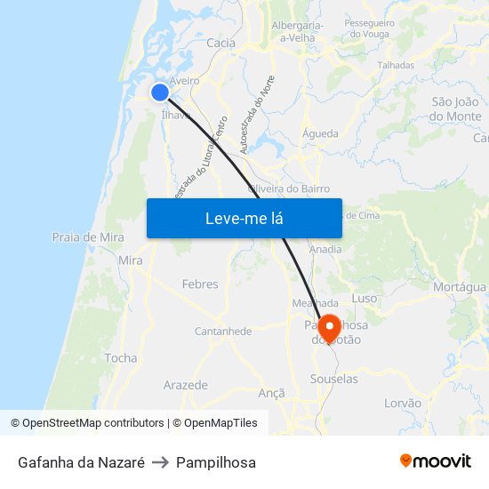 Gafanha da Nazaré to Pampilhosa map