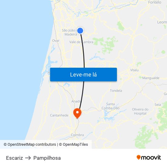 Escariz to Pampilhosa map