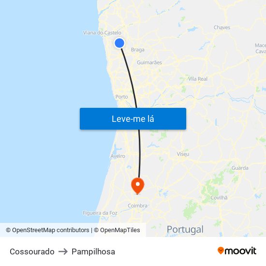 Cossourado to Pampilhosa map