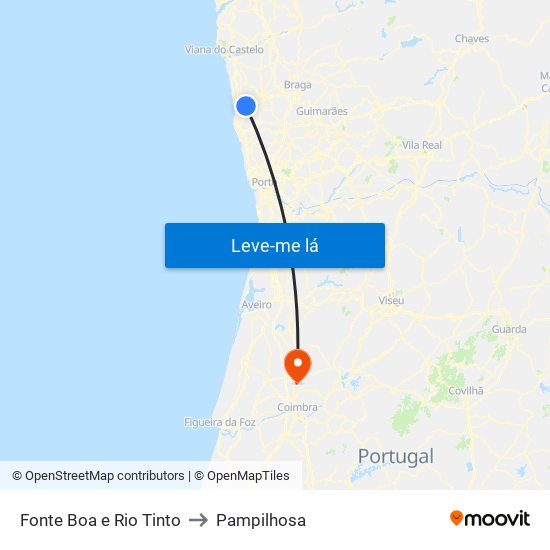 Fonte Boa e Rio Tinto to Pampilhosa map