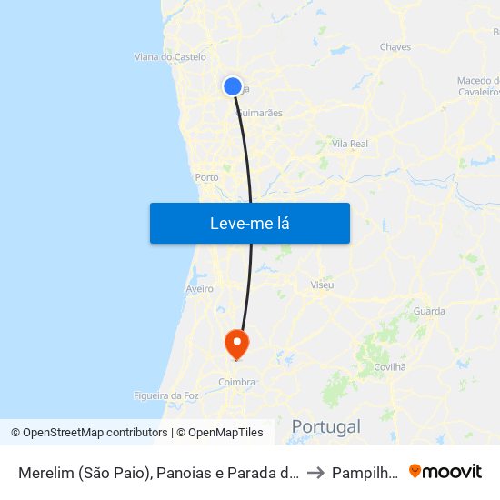 Merelim (São Paio), Panoias e Parada de Tibães to Pampilhosa map