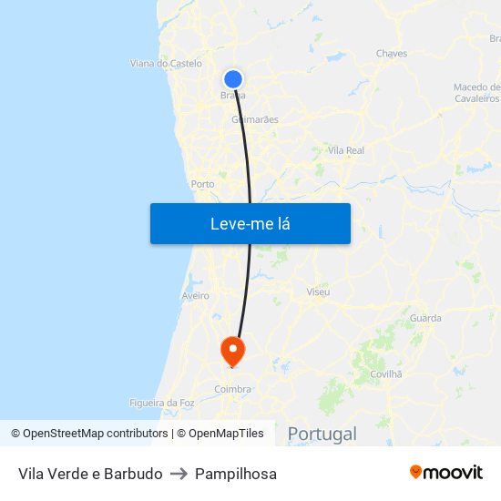 Vila Verde e Barbudo to Pampilhosa map