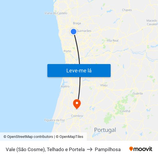 Vale (São Cosme), Telhado e Portela to Pampilhosa map