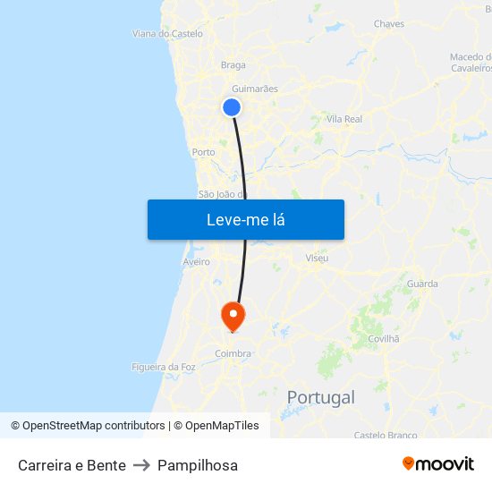 Carreira e Bente to Pampilhosa map