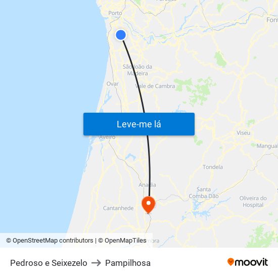 Pedroso e Seixezelo to Pampilhosa map