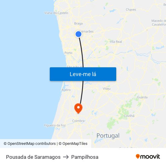 Pousada de Saramagos to Pampilhosa map
