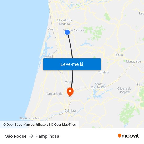 São Roque to Pampilhosa map