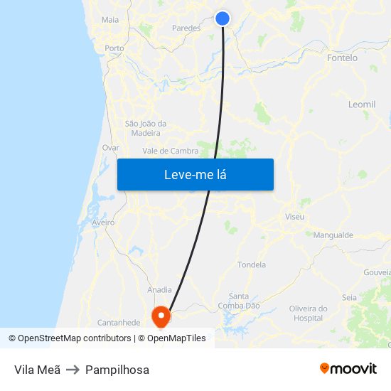 Vila Meã to Pampilhosa map
