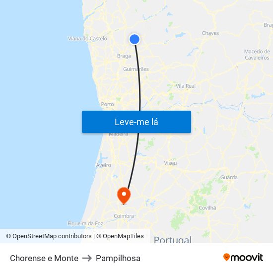 Chorense e Monte to Pampilhosa map