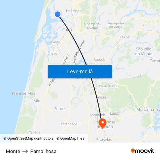 Monte to Pampilhosa map