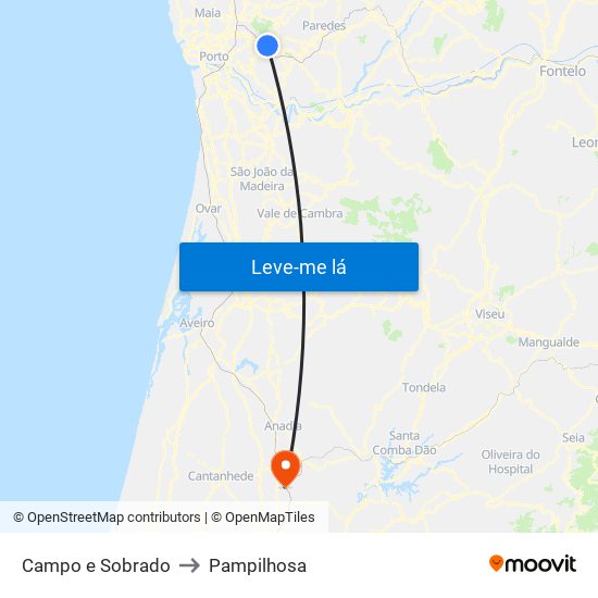 Campo e Sobrado to Pampilhosa map
