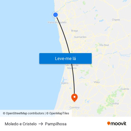 Moledo e Cristelo to Pampilhosa map