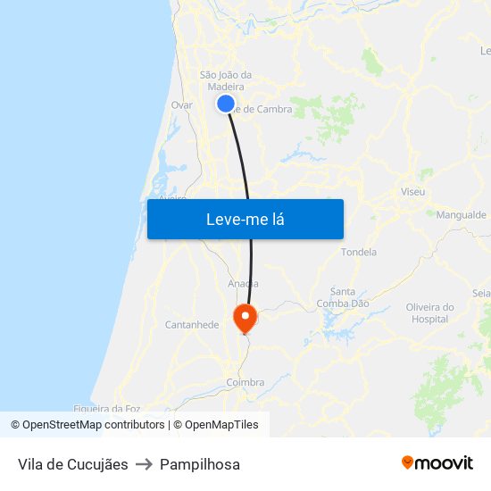 Vila de Cucujães to Pampilhosa map