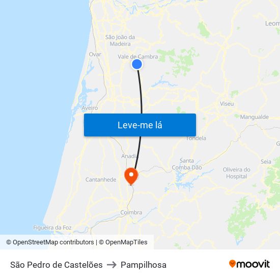 São Pedro de Castelões to Pampilhosa map