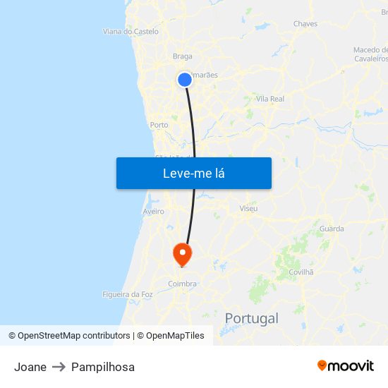 Joane to Pampilhosa map