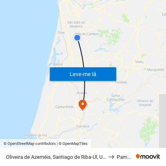 Oliveira de Azeméis, Santiago de Riba-Ul, Ul, Macinhata da Seixa e Madail to Pampilhosa map