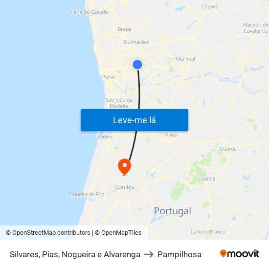 Silvares, Pias, Nogueira e Alvarenga to Pampilhosa map