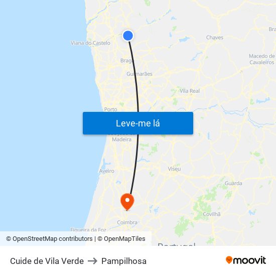Cuide de Vila Verde to Pampilhosa map