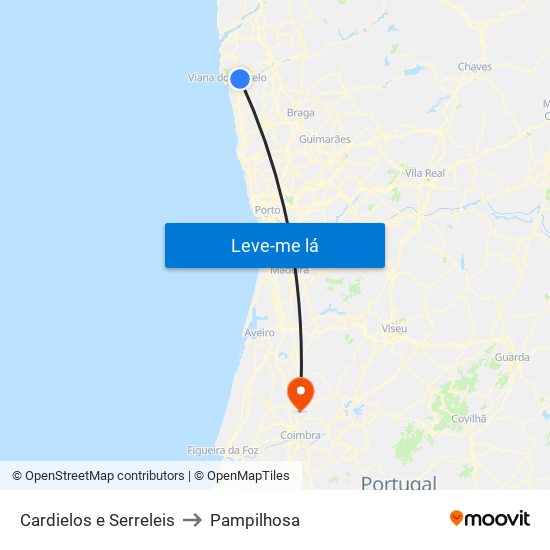 Cardielos e Serreleis to Pampilhosa map