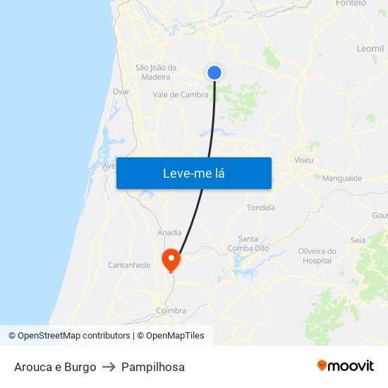 Arouca e Burgo to Pampilhosa map