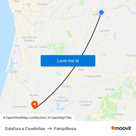 Galafura e Covelinhas to Pampilhosa map