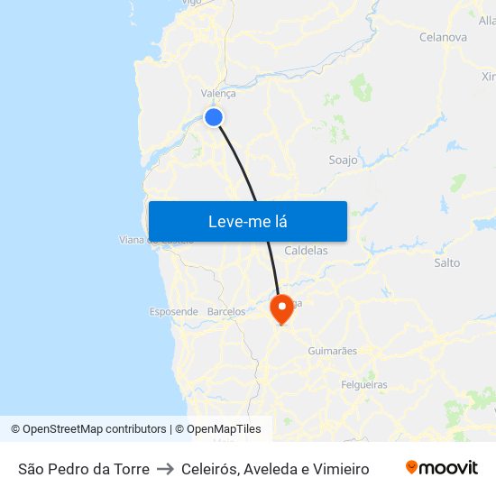 São Pedro da Torre to Celeirós, Aveleda e Vimieiro map