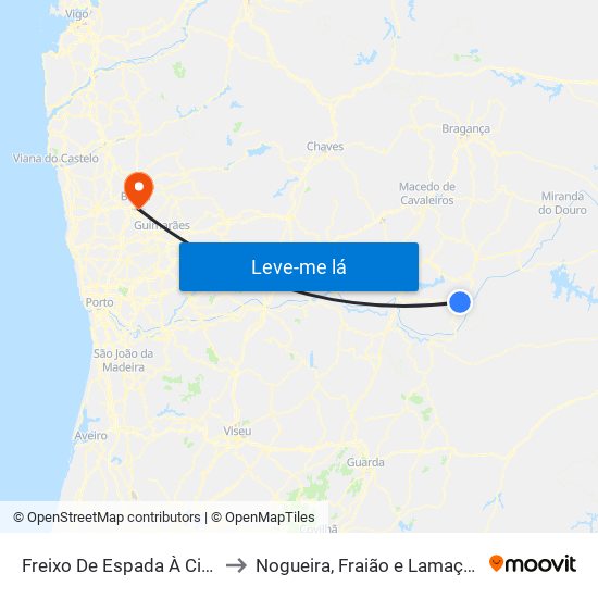 Freixo De Espada À Cinta to Nogueira, Fraião e Lamaçães map
