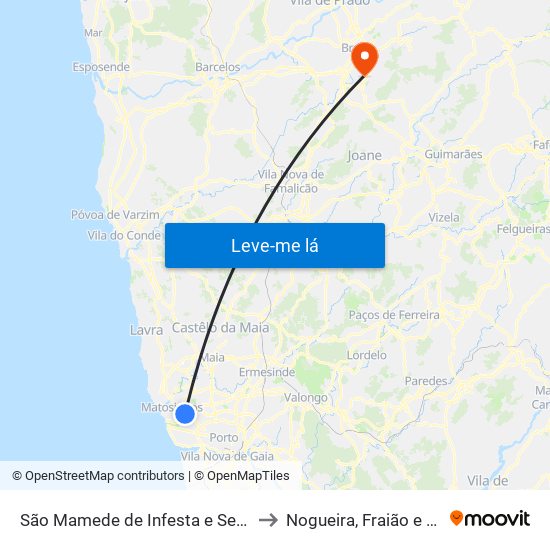 São Mamede de Infesta e Senhora da Hora to Nogueira, Fraião e Lamaçães map