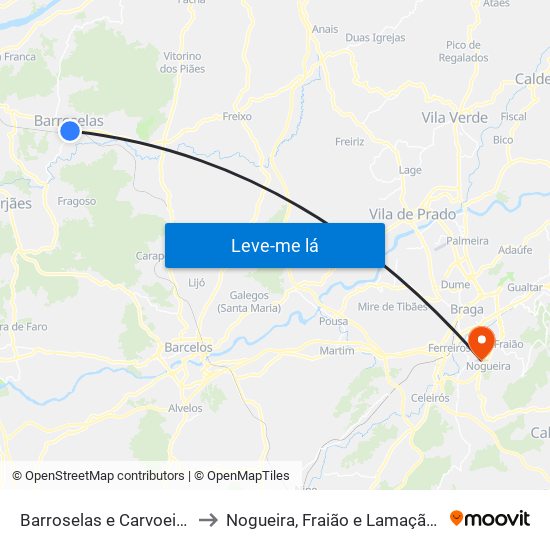 Barroselas e Carvoeiro to Nogueira, Fraião e Lamaçães map