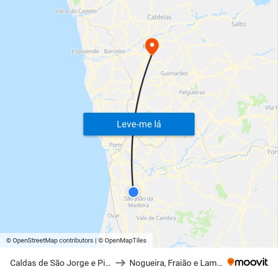 Caldas de São Jorge e Pigeiros to Nogueira, Fraião e Lamaçães map