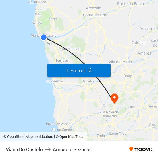 Viana Do Castelo to Arnoso e Sezures map