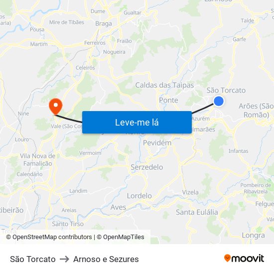 São Torcato to Arnoso e Sezures map