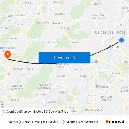 Prazins (Santo Tirso) e Corvite to Arnoso e Sezures map