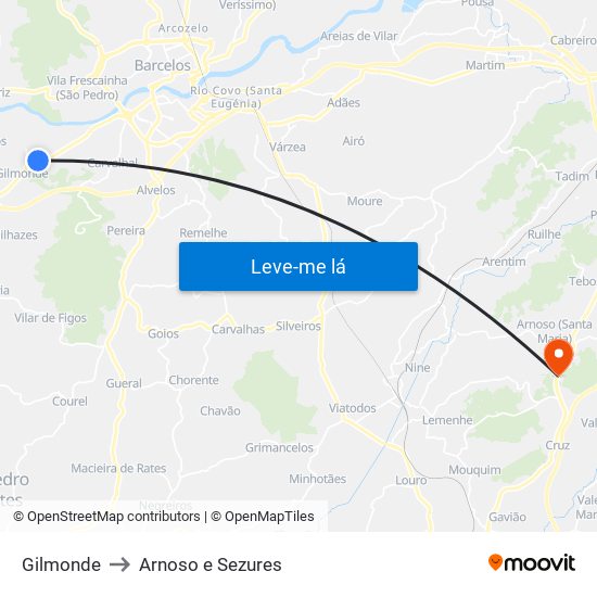 Gilmonde to Arnoso e Sezures map
