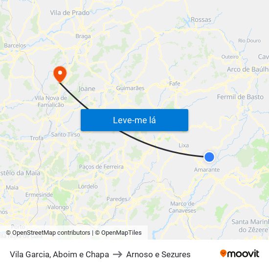 Vila Garcia, Aboim e Chapa to Arnoso e Sezures map