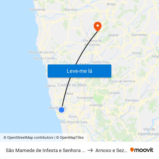 São Mamede de Infesta e Senhora da Hora to Arnoso e Sezures map