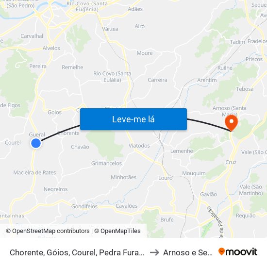 Chorente, Góios, Courel, Pedra Furada e Gueral to Arnoso e Sezures map