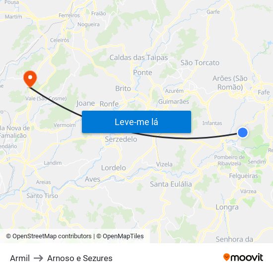 Armil to Arnoso e Sezures map