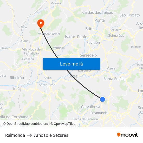 Raimonda to Arnoso e Sezures map