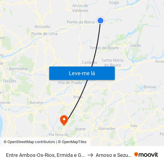 Entre Ambos-Os-Rios, Ermida e Germil to Arnoso e Sezures map