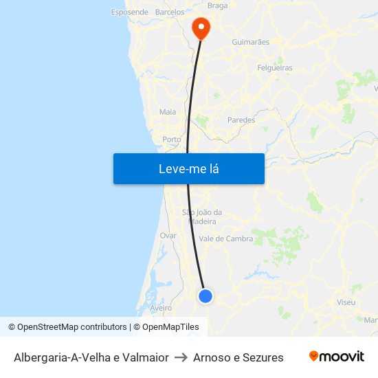 Albergaria-A-Velha e Valmaior to Arnoso e Sezures map