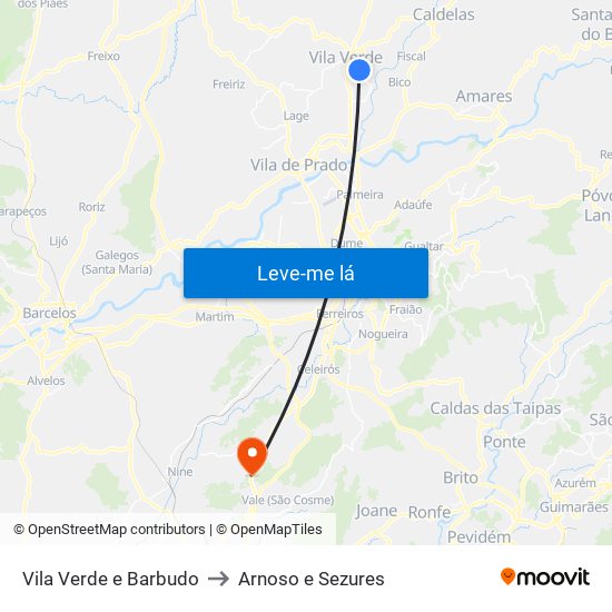 Vila Verde e Barbudo to Arnoso e Sezures map