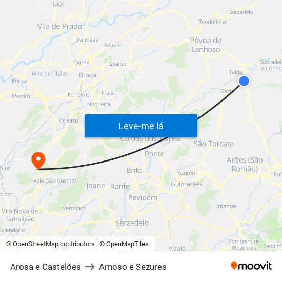 Arosa e Castelões to Arnoso e Sezures map