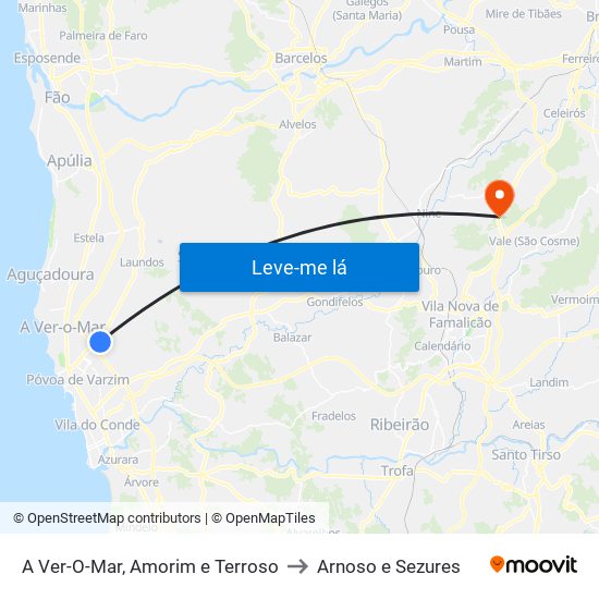 A Ver-O-Mar, Amorim e Terroso to Arnoso e Sezures map