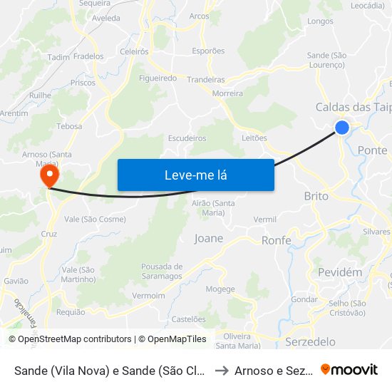 Sande (Vila Nova) e Sande (São Clemente) to Arnoso e Sezures map