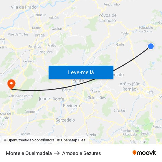 Monte e Queimadela to Arnoso e Sezures map