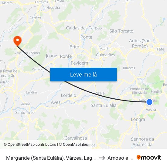 Margaride (Santa Eulália), Várzea, Lagares, Varziela e Moure to Arnoso e Sezures map