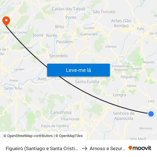 Figueiró (Santiago e Santa Cristina) to Arnoso e Sezures map