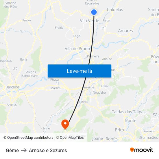 Gême to Arnoso e Sezures map
