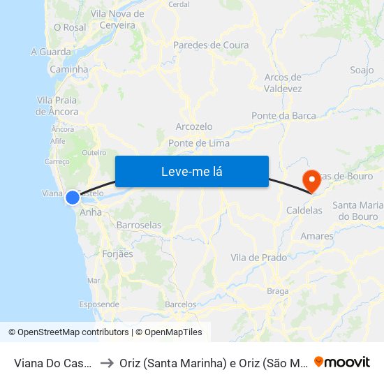 Viana Do Castelo to Oriz (Santa Marinha) e Oriz (São Miguel) map